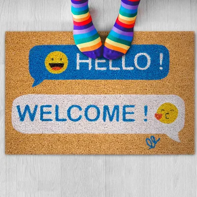 Изтривалка Olivo Cocco Joy - Hello/Welcome, кокосова, 40 х 60 cm