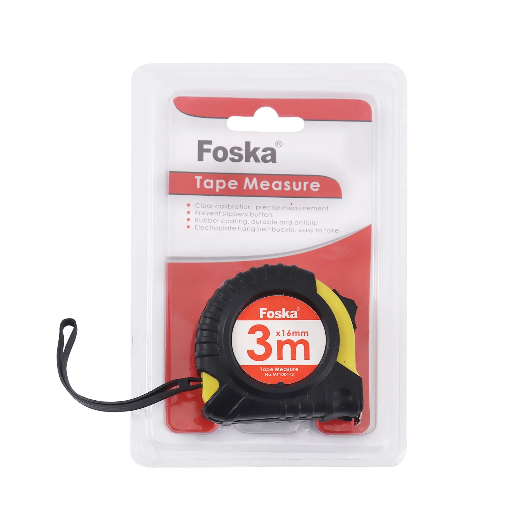 Ролетка Foska, гумирана, 3 m, черно-жълта