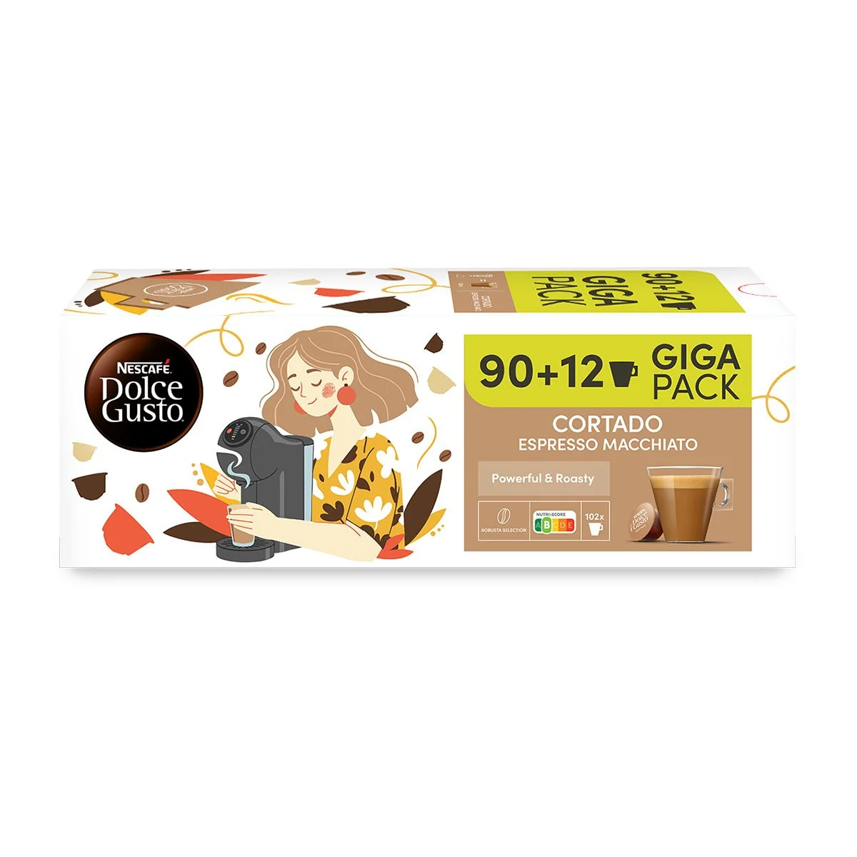 Nescafe Dolce Gusto Кафе капсула Cortado Espresso Macchiato, Giga pack, 102 броя