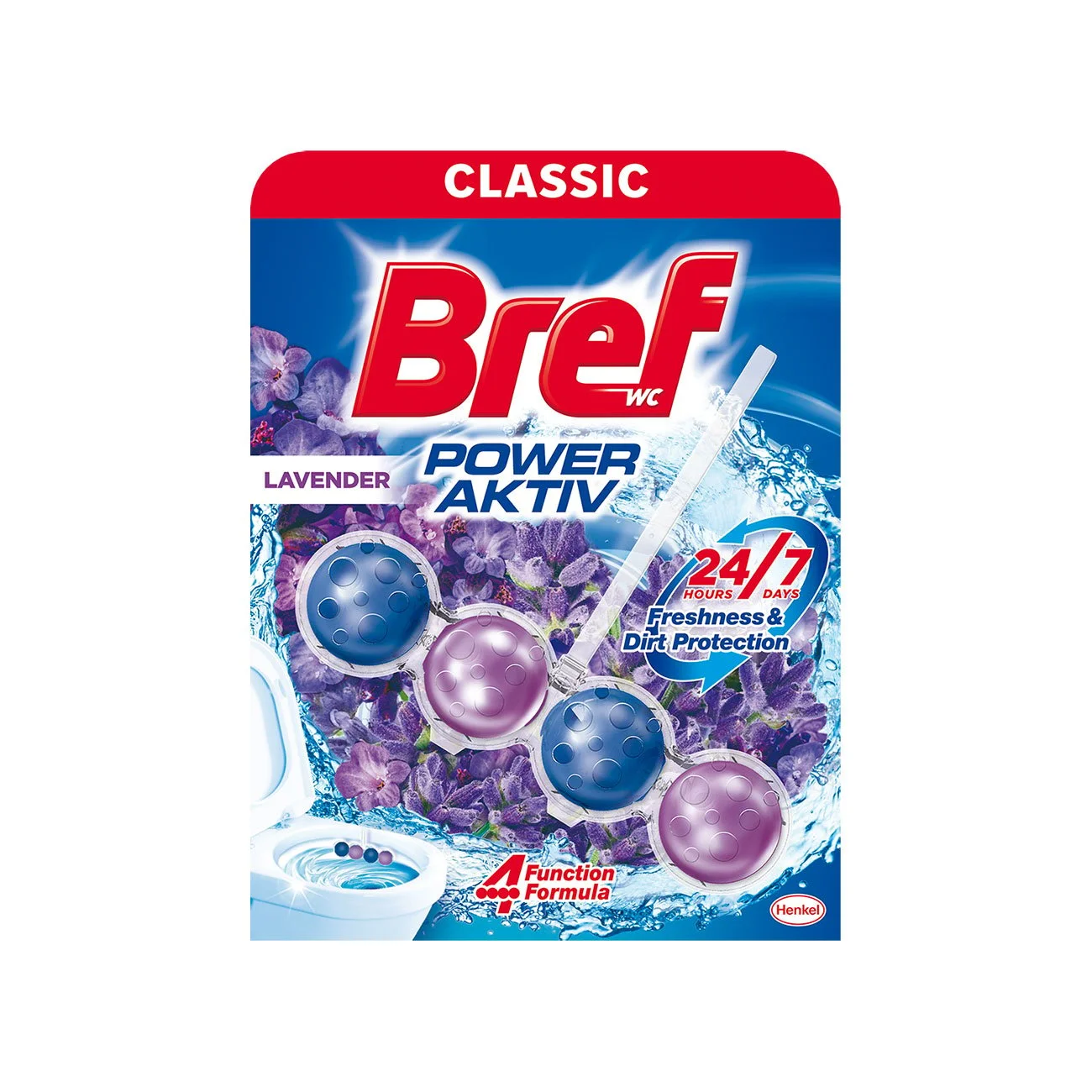 Ароматизатор за тоалетна Bref Power Aktiv, лавандула, 50 g