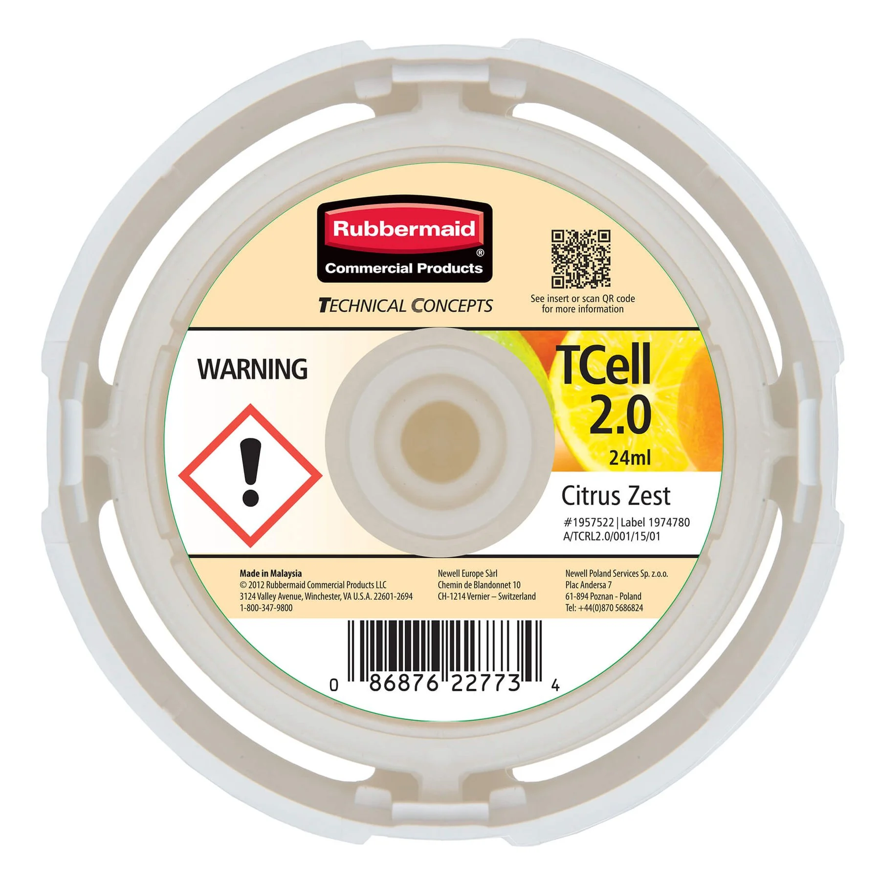 Пълнител за ароматизатор Rubbermaid TCell 2.0, цитрусов, 24 ml