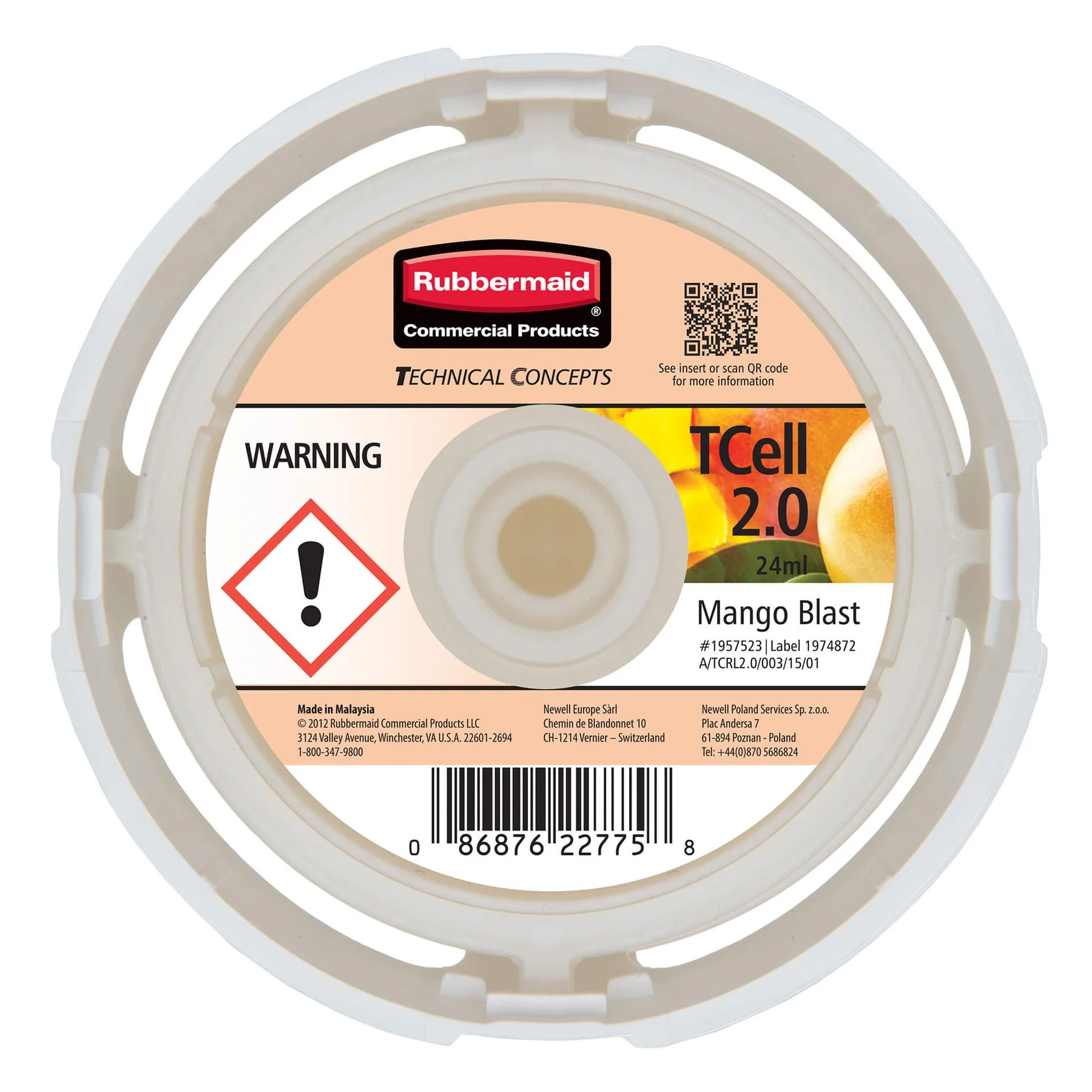 Пълнител за ароматизатор Rubbermaid TCell 2.0, манго, 24 ml