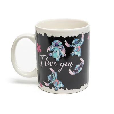 Stor Чаша Stitch & Angel, вълшебна, керамична, 325 ml