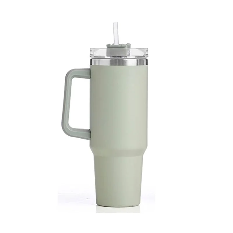Термочаша Kinvara, с дръжка и сламка, 1200 ml, зелена