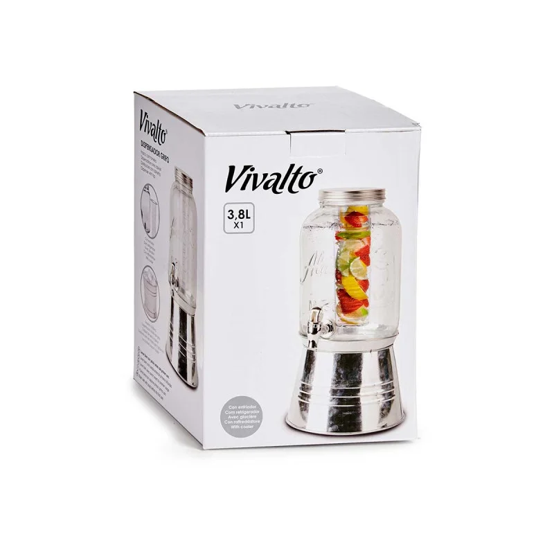 Диспенсър за напитки Vivalto, с охладител, 3.8 L, сребрист