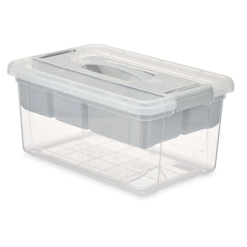 Кутия с капак и органайзер Kipit, 9 L, сив
