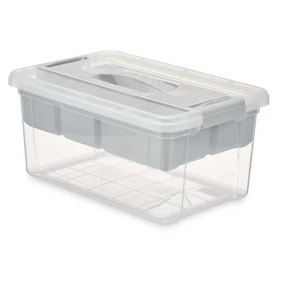 Кутия с капак и органайзер Kipit, 9 L, сив