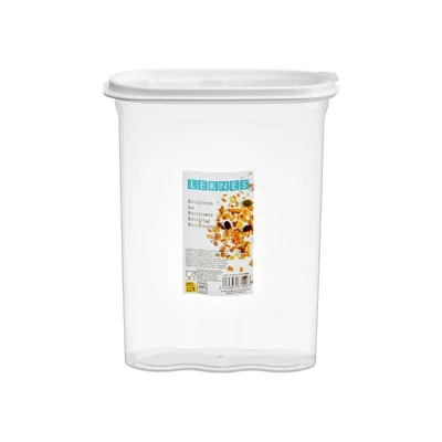 Кутия за зърнени храни Leknes, с капак, 2.4 L, сива
