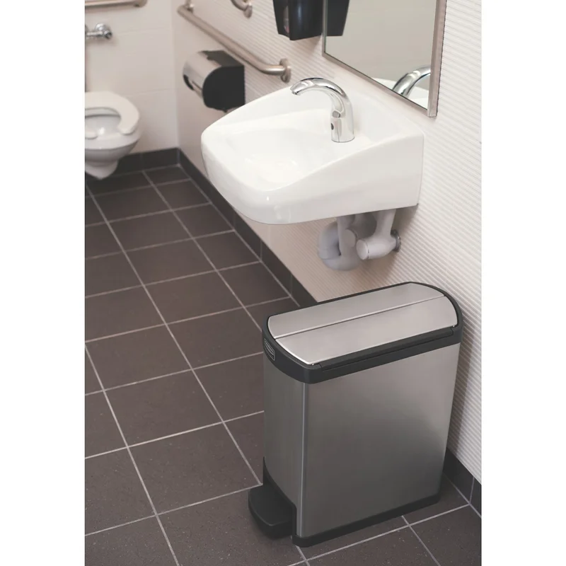 Кош Rubbermaid Slim Jim End, метален, 30 L, черен, 54.94 x 25.65 x 58.78 cm