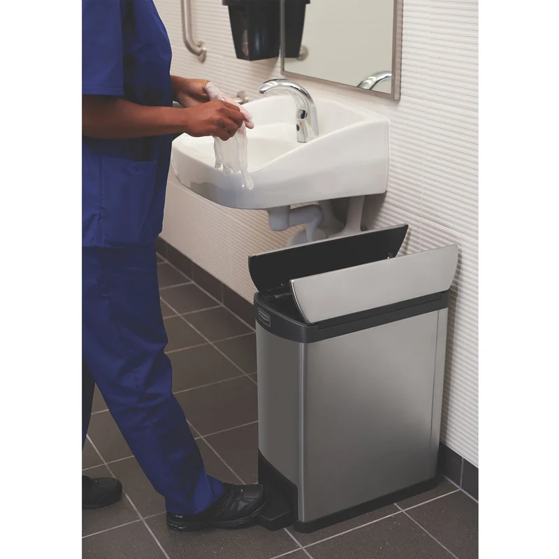 Кош Rubbermaid Slim Jim End, метален, 30 L, черен, 54.94 x 25.65 x 58.78 cm