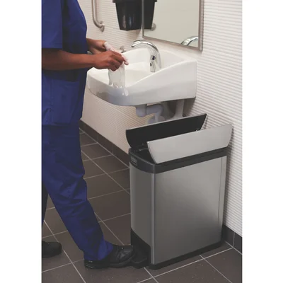 Кош Rubbermaid Slim Jim End, метален, 30 L, черен, 54.94 x 25.65 x 58.78 cm