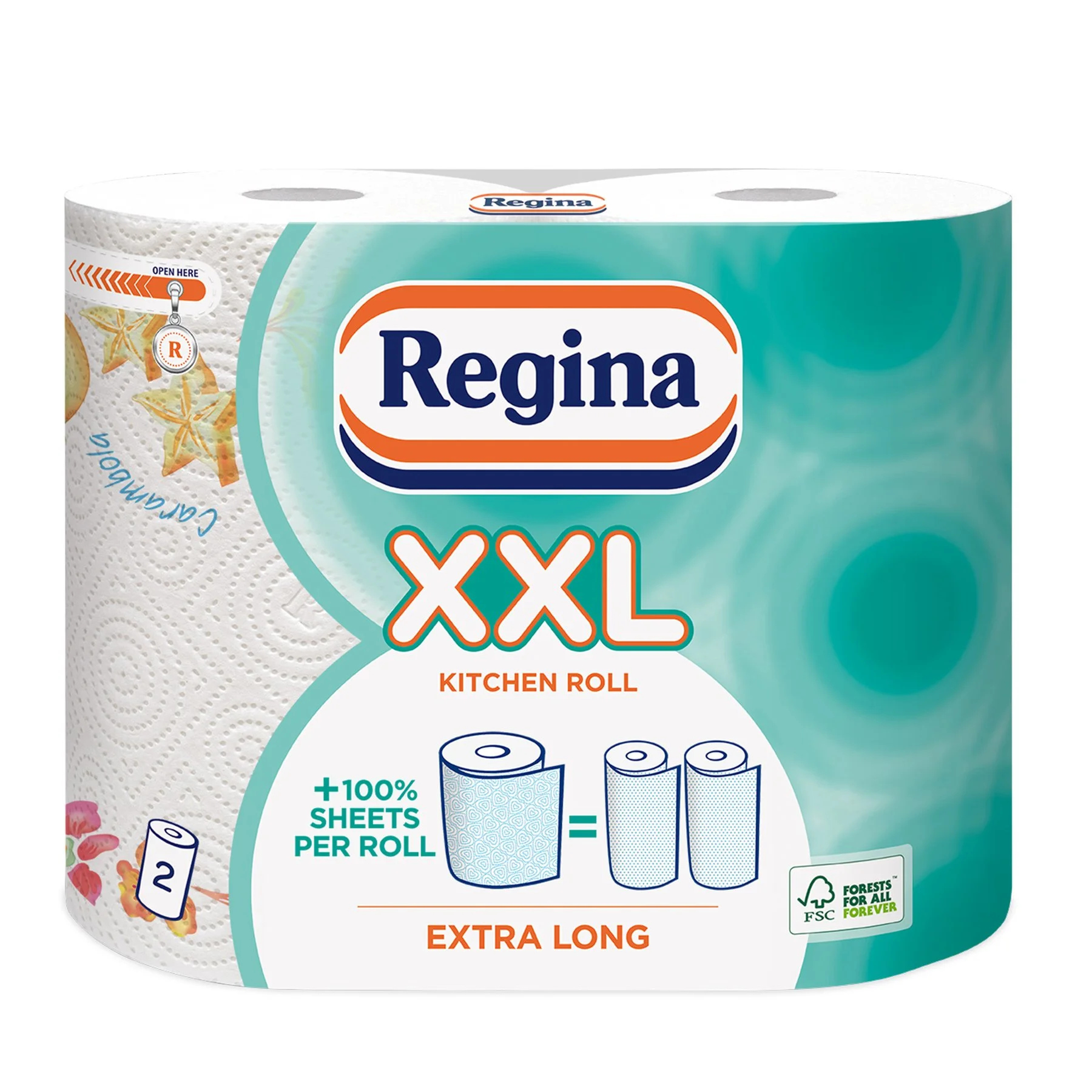 Кухненска ролка Regina XXL Decorated, целулоза, двупластова, 175 g, 2 броя