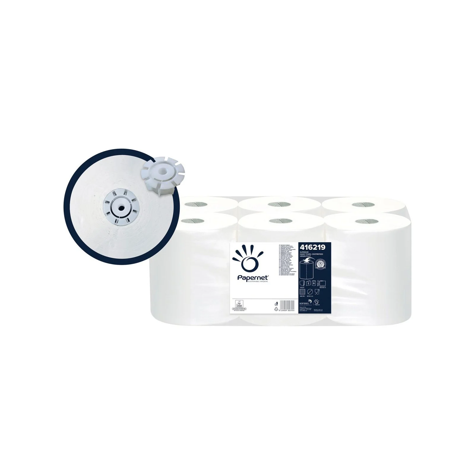 Кърпи за ръце Papernet Captive, на ролка, двупластови, 140 m, 6 броя