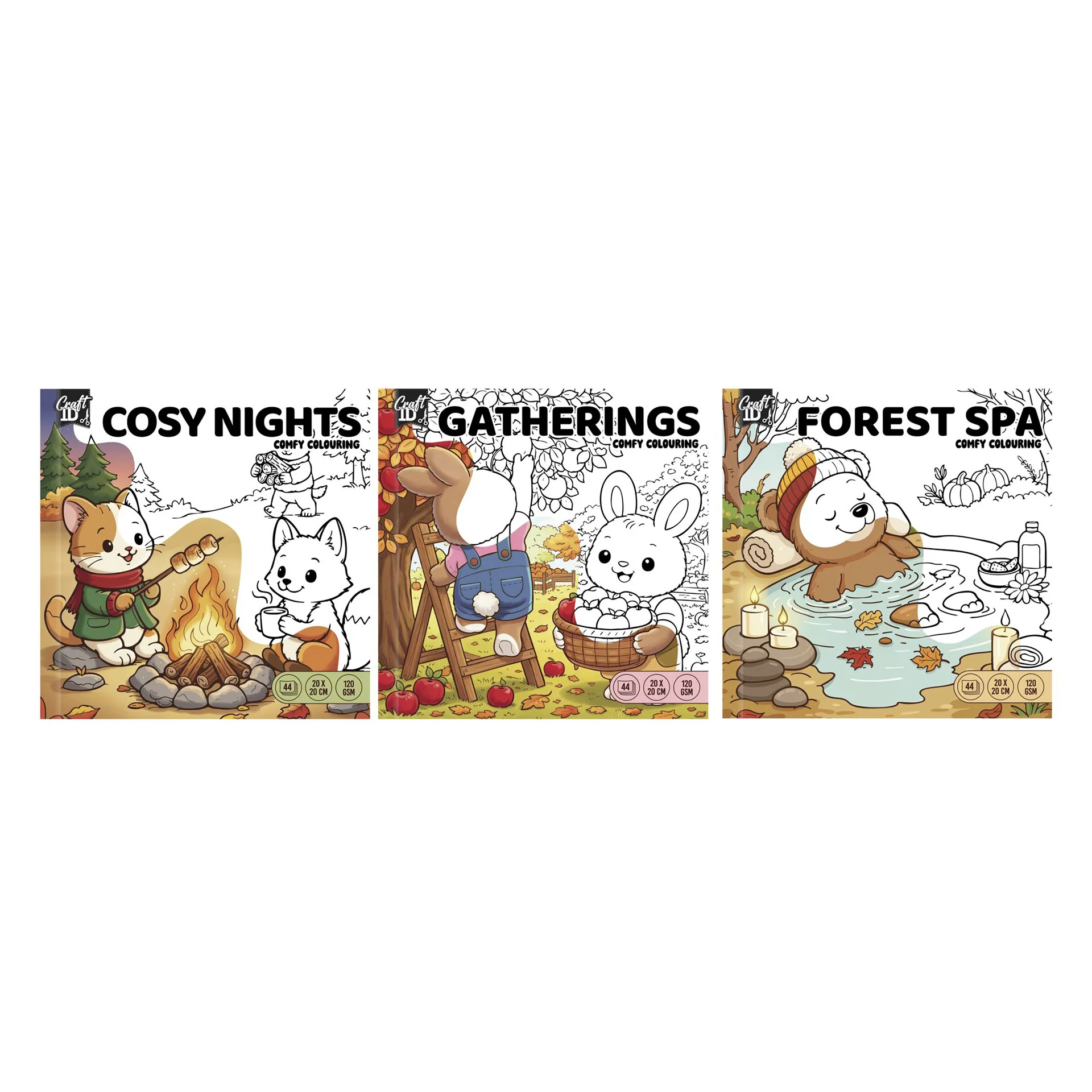 Craft ID Книжка за оцветяване Comfy Coloring, Есен, асорти, 48 броя