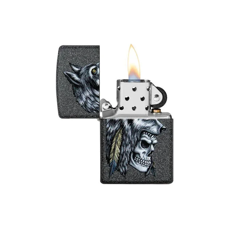 Zippo Запалка 29863 - Wolf Skull Feather Design