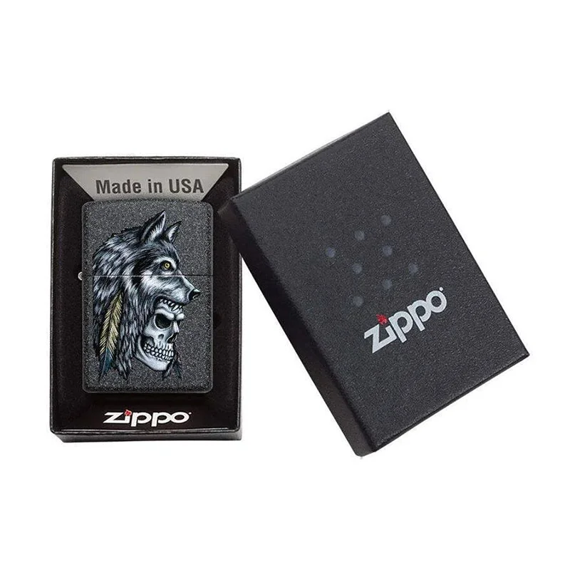 Zippo Запалка 29863 - Wolf Skull Feather Design