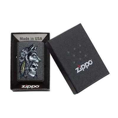 Zippo Запалка 29863 - Wolf Skull Feather Design