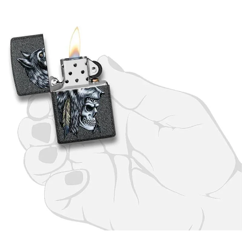 Zippo Запалка 29863 - Wolf Skull Feather Design