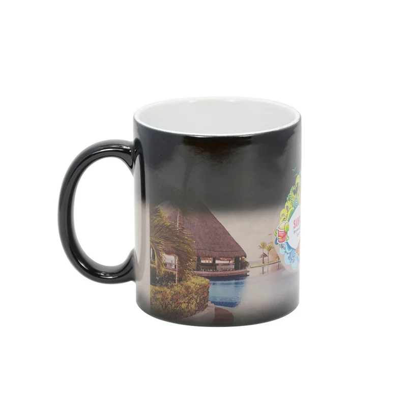 BESTSUB Магическа чаша, керамична, 330 ml, черен гланц, с възможност за персонализация