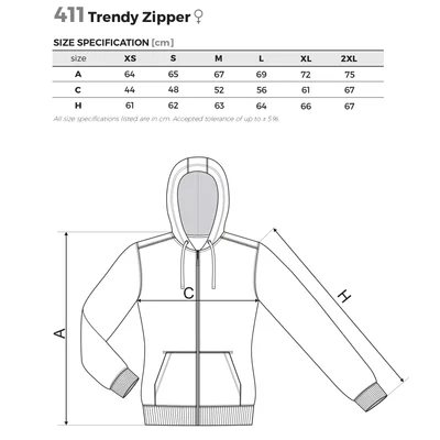 Malfini Дамски суитшърт Zipper 411, поларен, размер S, черен
