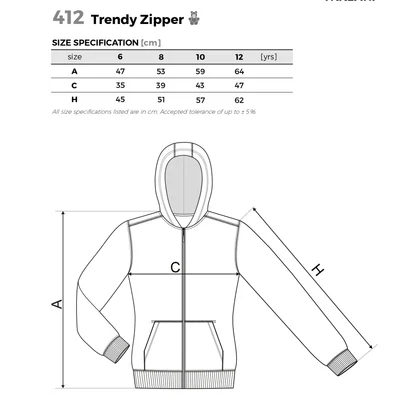 Malfini Детски суитшърт Zipper 412, поларен, размер 146 cm, възраст 10 години, червен