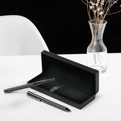 Office 1 Комплект химикалка и ролер Leatherink, метални