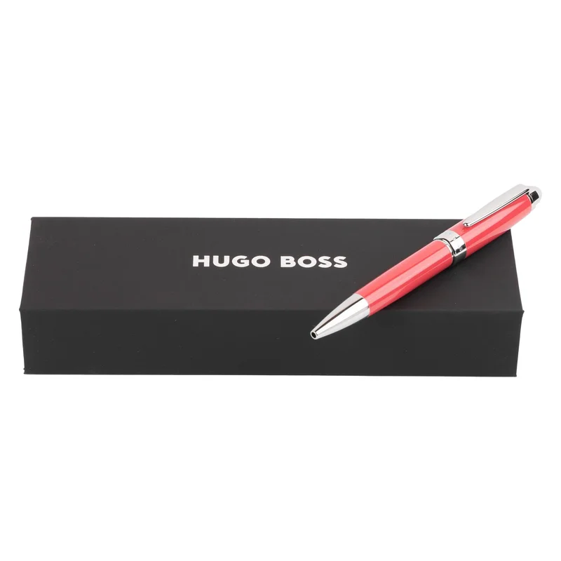 Hugo Boss Химикалка Icon, в кутия, хром, корал