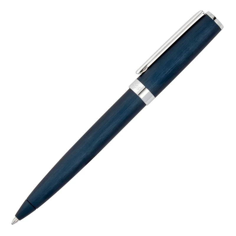 Hugo Boss Химикалка Gear Brushed, в кутия, тъмносиня