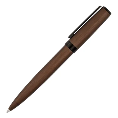Hugo Boss Химикалка Gear Brushed, в кутия, цвят каки