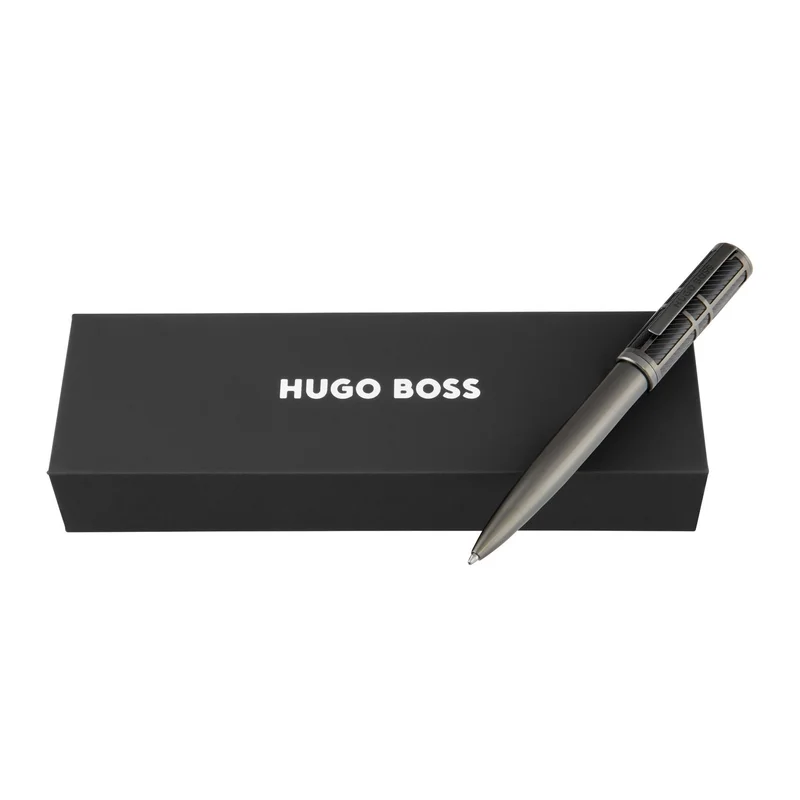 Hugo Boss Химикалка Frame Grid, тъмносива