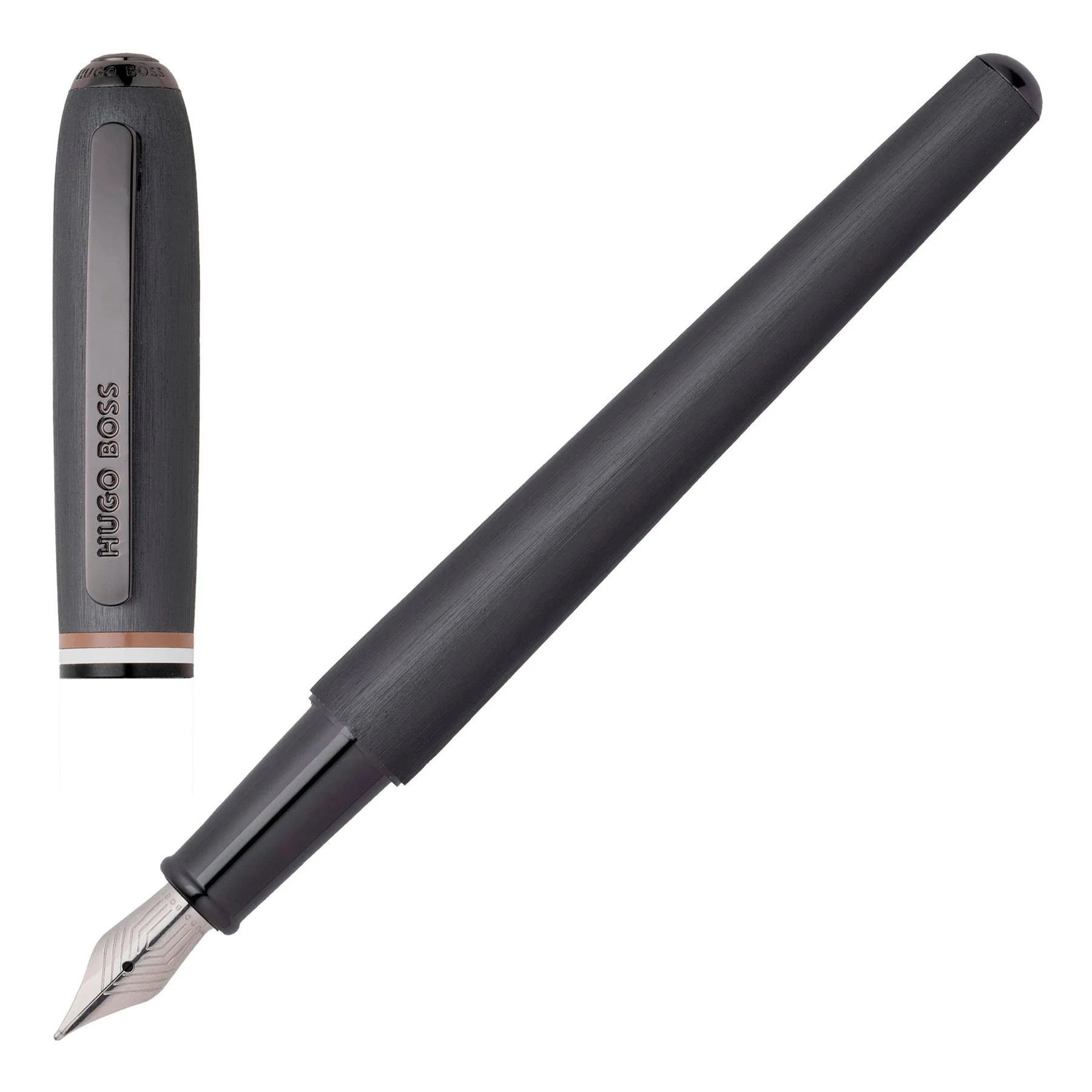 Hugo Boss Писалка Contour Iconic, в кутия, тъмносива