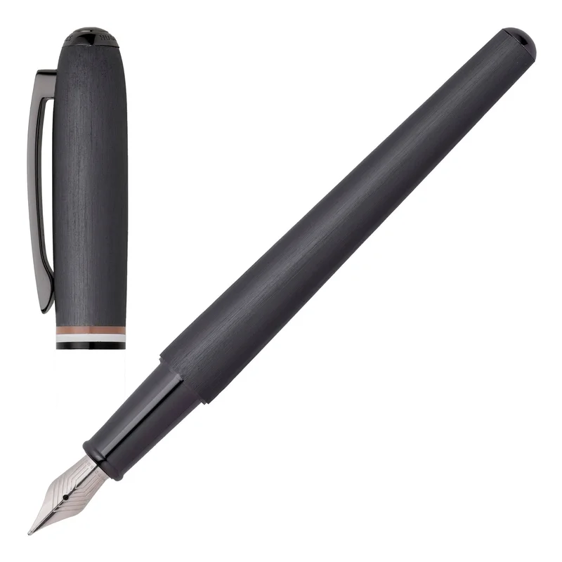 Hugo Boss Писалка Contour Iconic, в кутия, тъмносива