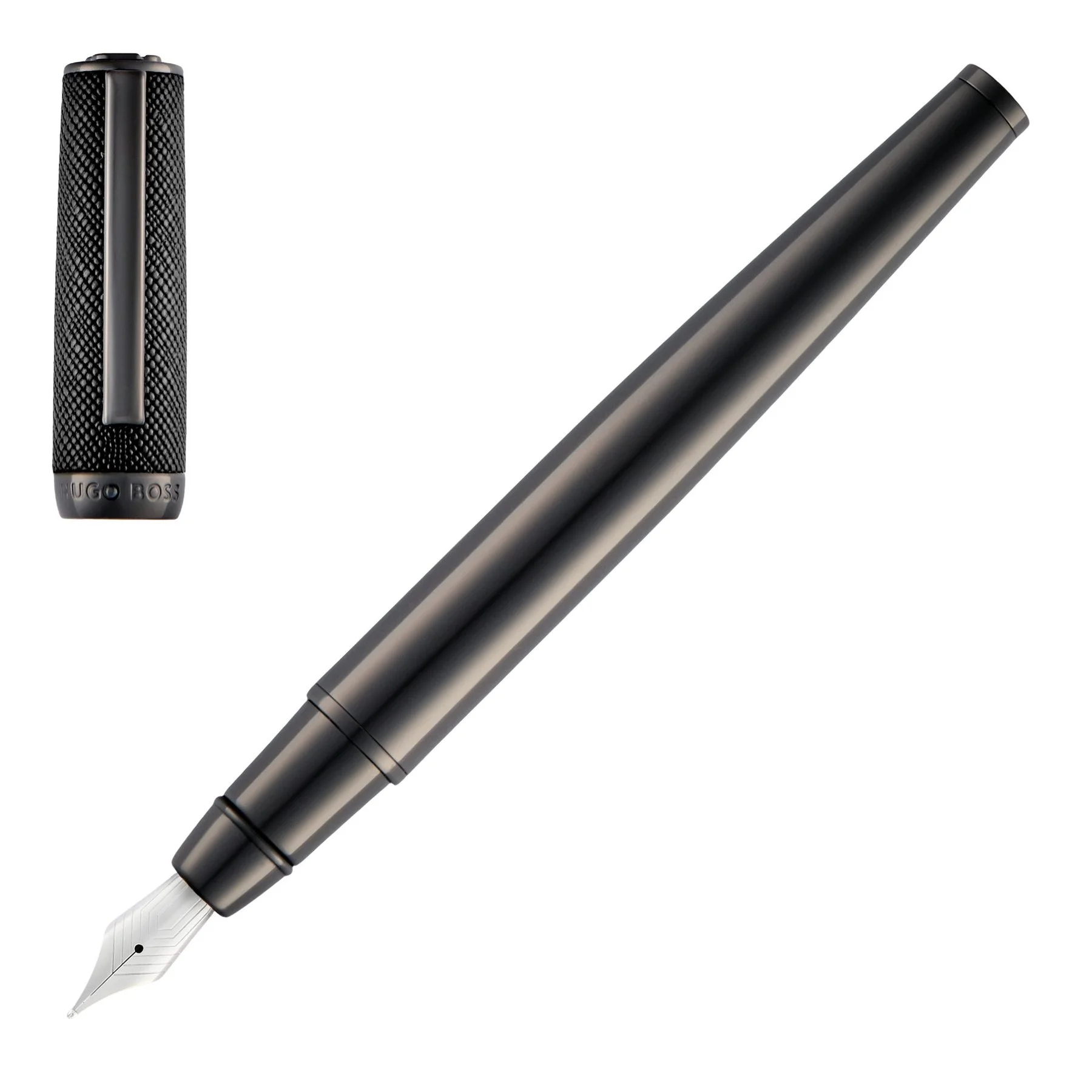 Hugo Boss Писалка Double B Saffiano, черна