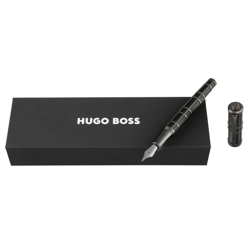 Hugo Boss Писалка Frame Grid, черно-сива