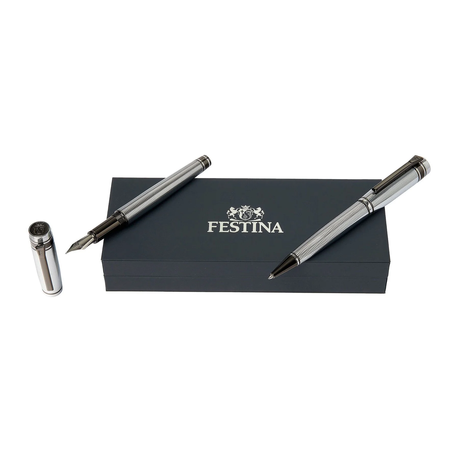 Festina Комплект писалка и химикалка Bold Stripe, в кутия, хром