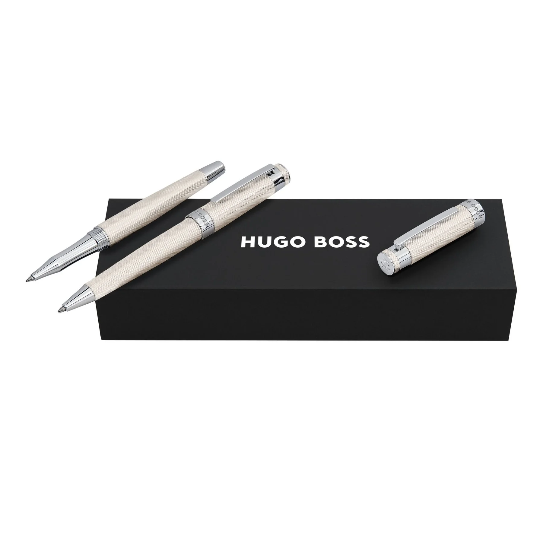 Hugo Boss Комплект химикалка и ролер Eclat, сребристи