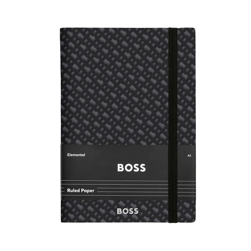 Hugo Boss Тефтер Monogram, A5, на редове, сив