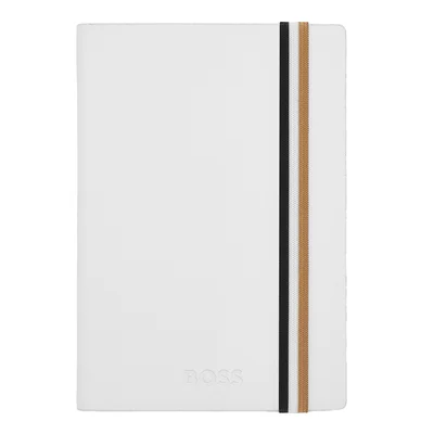 Hugo Boss Тефтер Iconic, А6, широки редове, бял