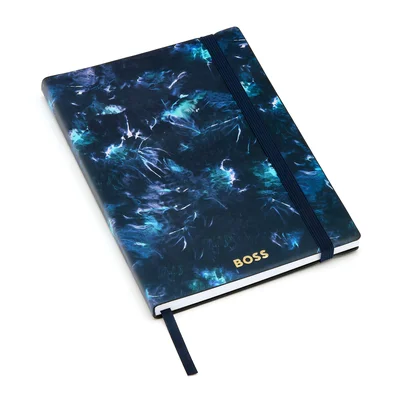 Hugo Boss Тефтер Tie-Dye Flower, A5, на редове, тъмносин