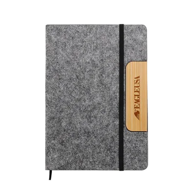 Office 1 Бележник, А5, филц и бамбук, с ластик, корица като стойка за телефон