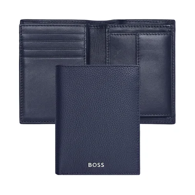 Hugo Boss Калъф за карти и монети Classic Grained, тъмносин