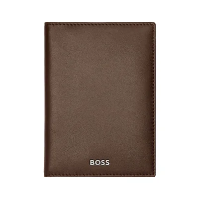 Hugo Boss Калъф за карти Classic Smooth, с 16 отделения, кафяв
