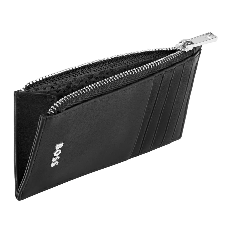 Hugo Boss Калъф за карти Classic Smooth, с 5 отделения, с цип, черен