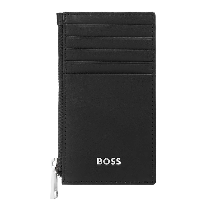 Hugo Boss Калъф за карти Classic Smooth, с 5 отделения, с цип, черен