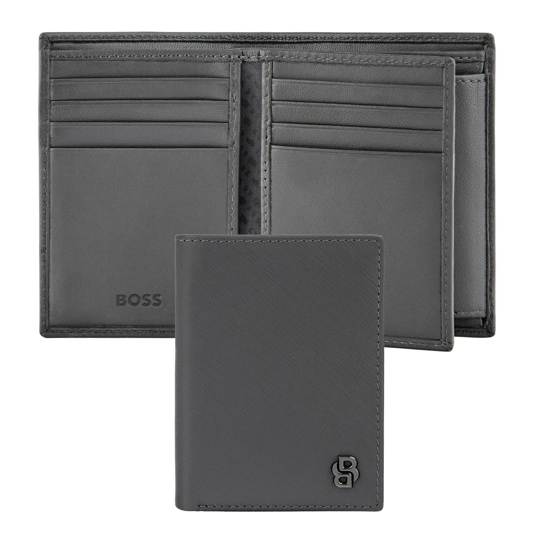 Hugo Boss Калъф за карти Saffiano, с 12 отделения, сив
