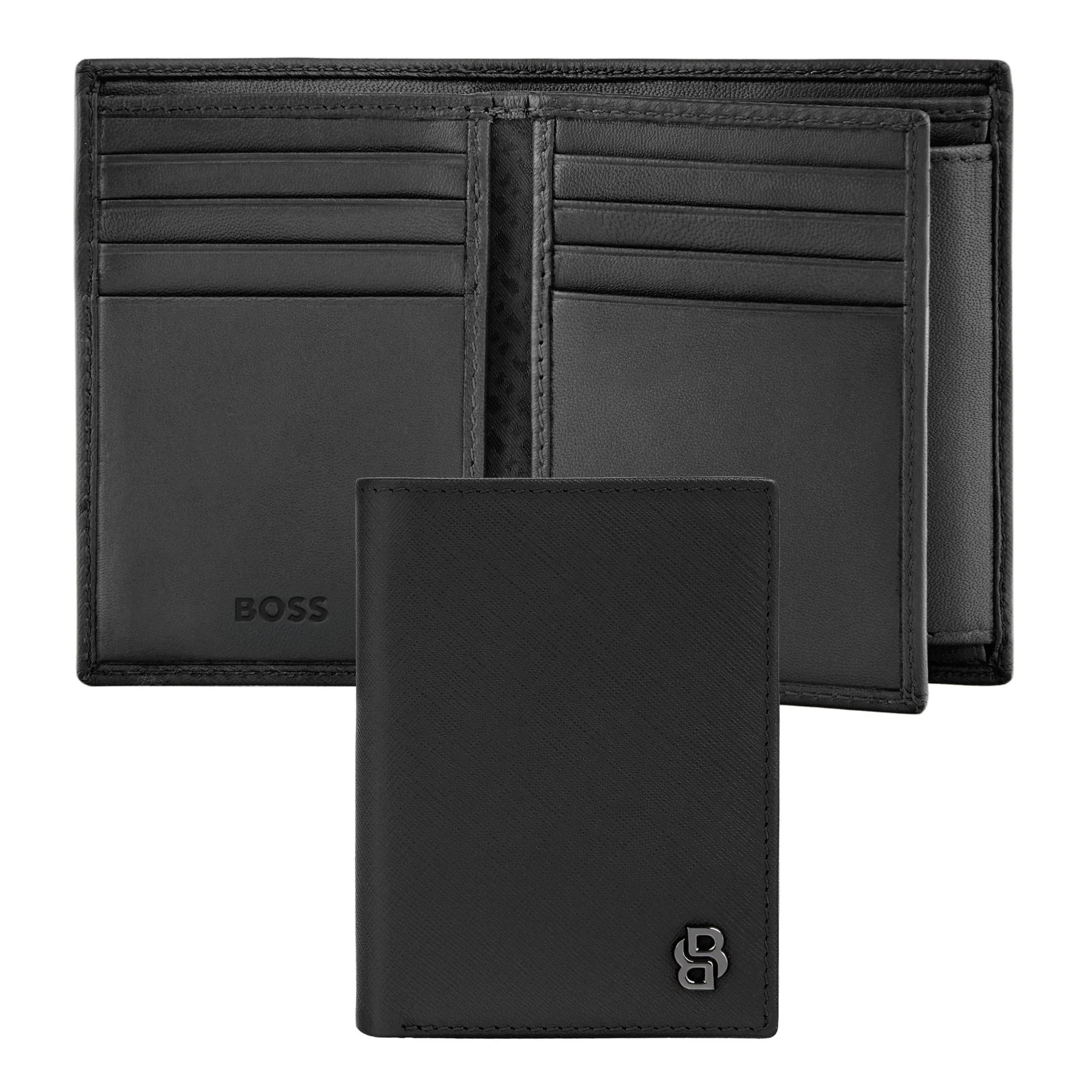 Hugo Boss Калъф за карти Saffiano, с 12 отделения, черен