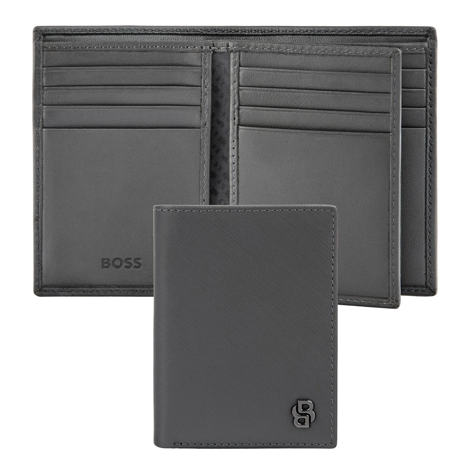 Hugo Boss Калъф за карти Saffiano, с 16 отделения, сив