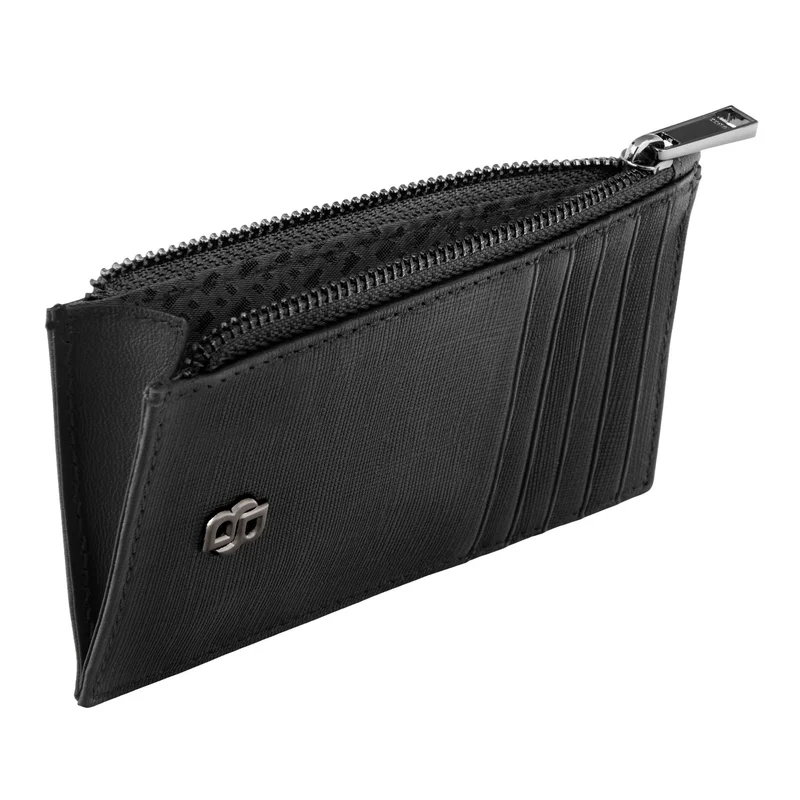 Hugo Boss Калъф за карти Saffiano, с 5 отделения, с цип, черен