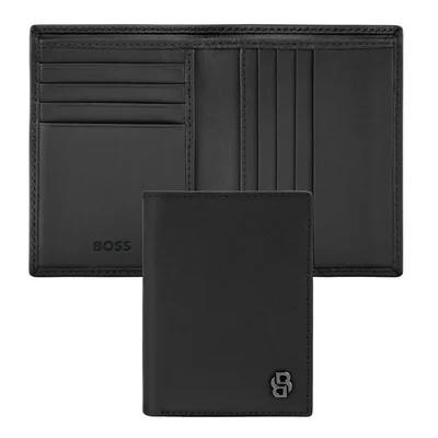 Hugo Boss Калъф за карти Saffiano, с 8 отделения, черен