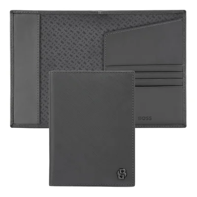 Hugo Boss Калъф за паспорт Saffiano, сив